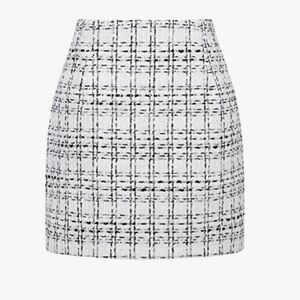 NWT Classic Plaid Tweed Women's Skirt in Black and White Size L